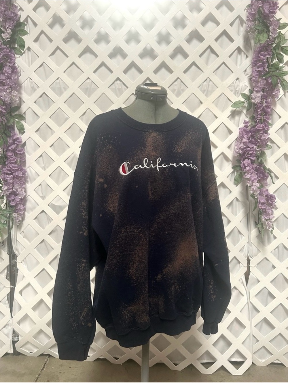 Champion California Crewneck Sweatshirt Bleach Dyed Oversized L XL